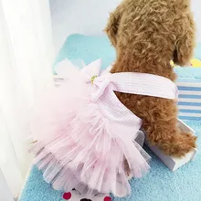 Новая одежда для домашних животных для маленьких собак, юбка-пузырь, Полосатое кружевное платье, платье в стиле принцессы для собаки, платья для собак, roupas para cachorro Dogs* 5