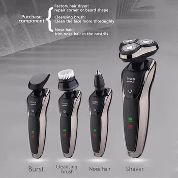 

4D Electric Shaver USB Rechargeable Razor Electric Smart Razor Multi function Beard Knife 3 Floating Heads Razor Facial Brush