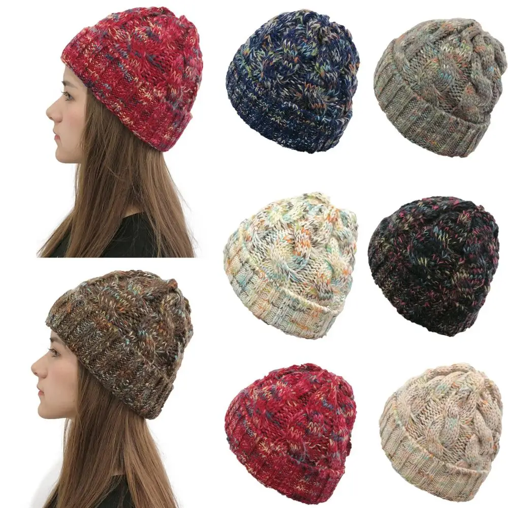 

New Causal Winter Knitted Hats For Women Fashion Keep Warm Manual Wool Knitted Earmuffs Soft Hats Girls Caps High Quality Female