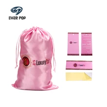 Пользовательский логотип девственные волосы пачка упаковочная бумага тег Висячие атласные сумки наборы пользовательские наклейки для обертывания, пользовательские парики Метки этикетки