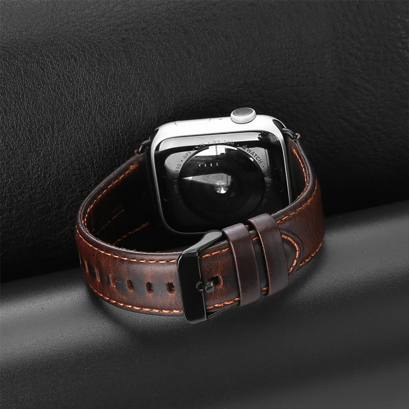 Coffee Ремешок для Apple watch correa iwatch series 5 4 3 2 высококачественный кожаный ремешок 44 мм 40 мм 42 мм 38 мм аксессуары для Apple watch 4 - Цвет ремешка: Coffee