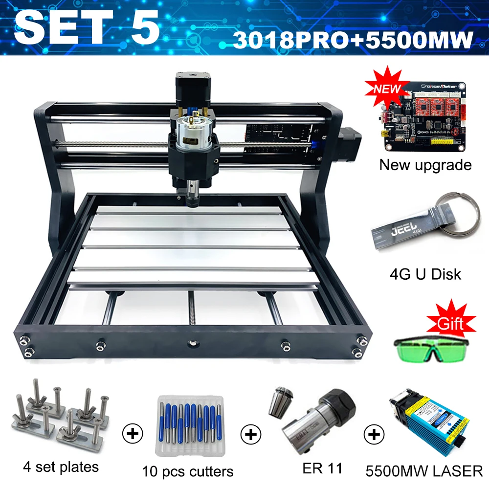 CNC 3018 Pro, diy гравировальный станок с ЧПУ, Pcb фрезерный станок, лазерная гравировка, GRBL контроль, cnc гравер, cnc лазерный станок гравер - Цвет: Синий
