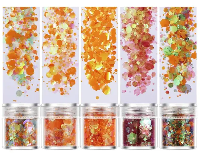 Set of  4/5 Boxes Nail Glitter Holographic Chunky Glitters Nail Art Decorations 3D Cosmetic Sequins for Body Face Hair Makeup 5PCS2