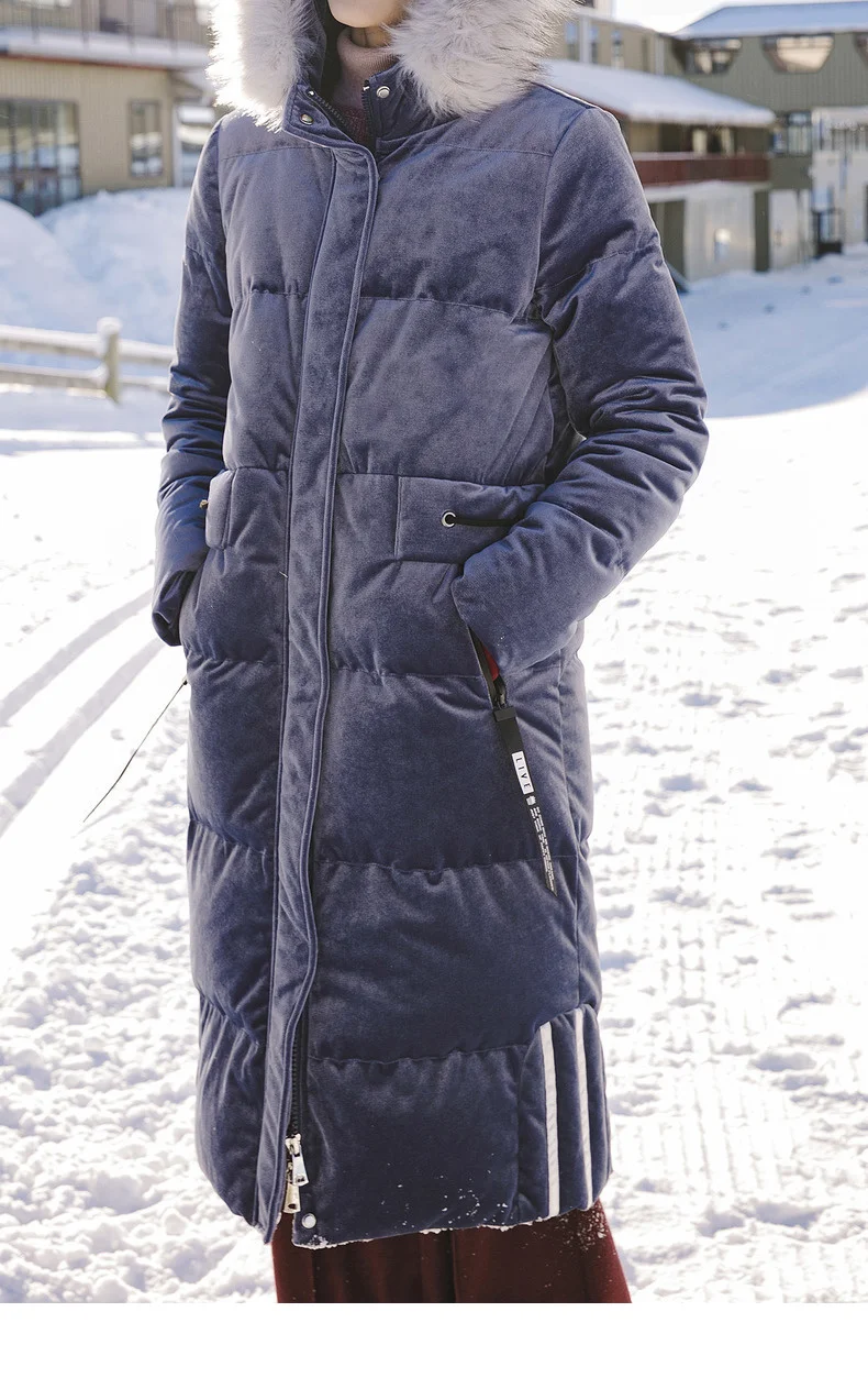 INMAN зимнее женское пальто с капюшоном и меховым воротником, теплое ветрозащитное свободное повседневное длинное женское пуховое пальто