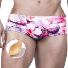 

Men Sexy Swim Bikini Surf Triangle Swimming Shorts Male Flower Print Fashion Swimwear Waterproof Beachwear Bottoms Trunks Homme