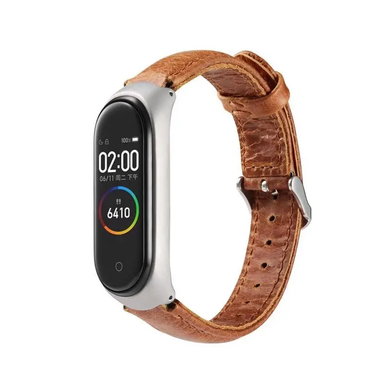 Genuine leather band wrist band for xiaomi mi band 3 strap Mi band 3 4 Leather strap smart watch Bracelet for Xiaomi MiBand 3 4