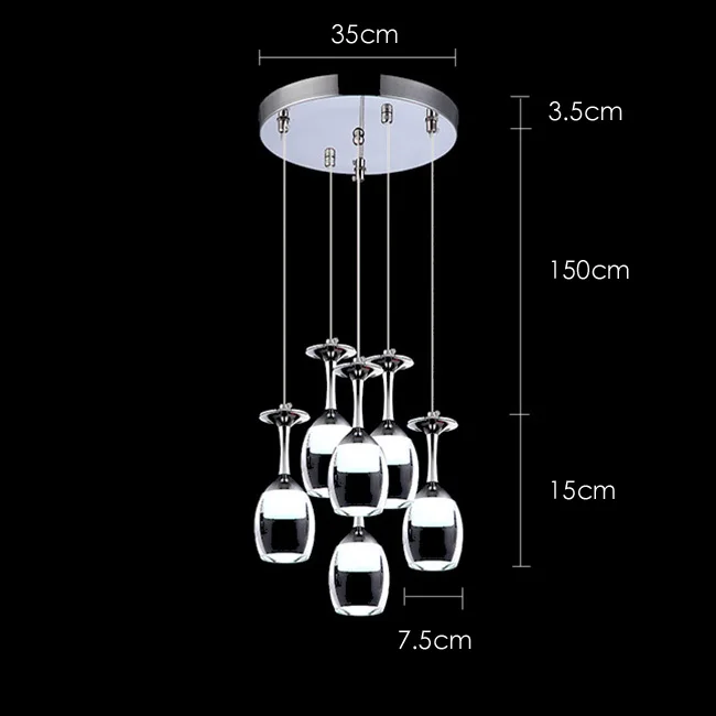 Домашний декор, винный стеклянный светодиодный подвесной светильник, лофт, люстры, подвесной светильник для бара, кухни, внутренний светильник, блеск, промышленный светильник ing - Цвет корпуса: 6 heads round