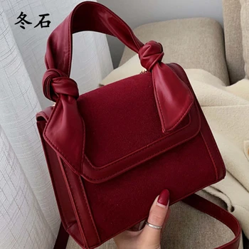 

2019 Winter New Women Shoulder Bag Designer High Quality Suede Leather Messenger Bags Fashion Solid Color Buckle Luxury Handbags