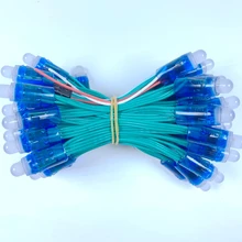 50 шт. DC5V/DC12V 12 мм WS2811 IC RGB светодиодный модуль Рождественская гирлянда Зеленый провод водонепроницаемый IP68 цифровой полноцветный светодиодный светильник