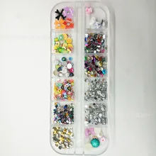Маникюр смешанные аксессуары 12 ящик с отделениями аксессуары дрель Заклепки блесток жемчуг полимерная глина 12 украшения Смешанные
