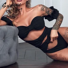 Сексуальный сдельный купальник, женский черный купальник,, с открытыми плечами, купальный костюм, новинка, с вырезами, микро бикини, пуш-ап, монокини, Mujer