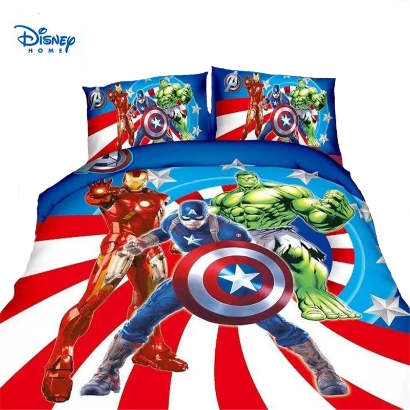 disney Avengers bedding set 2 3 4pc Princess Elsa McQueen Cars Spiderman printed duvet cover single