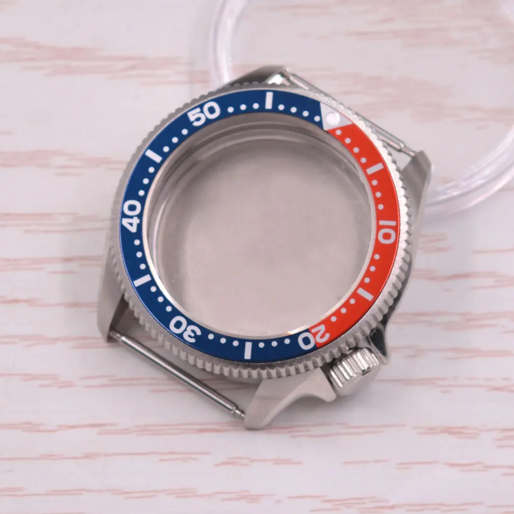 2 colors 37mm silver sterile watch case black blue bezel fit NH35 NH35A