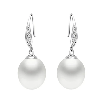 

Real Natural Freshwater Pearl Drop Earrings 925 Sterling Silver Fashion Jewelry For Women Fine Jewelry Christmas Gift