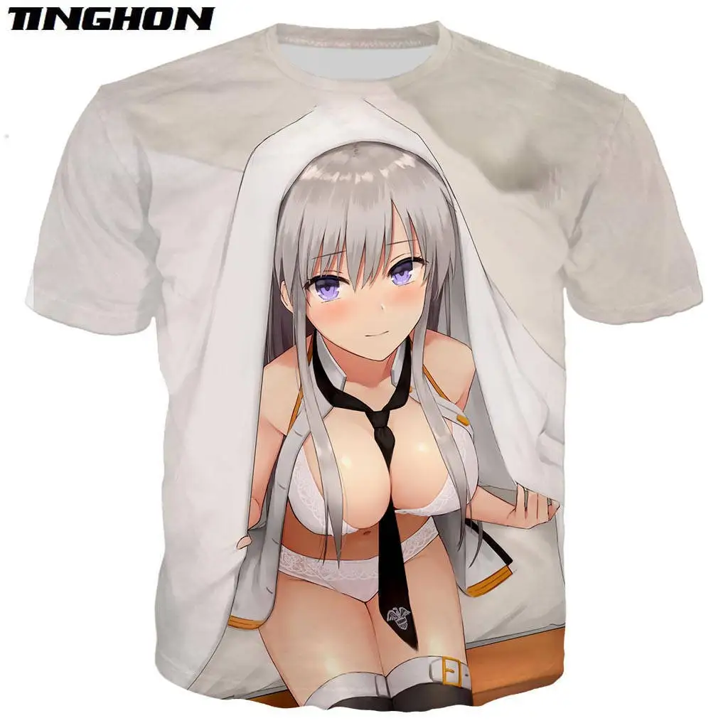 XS-7XL аниме Azur Lane футболка для мужчин/женские 3D с принтом модные футболки девочек
