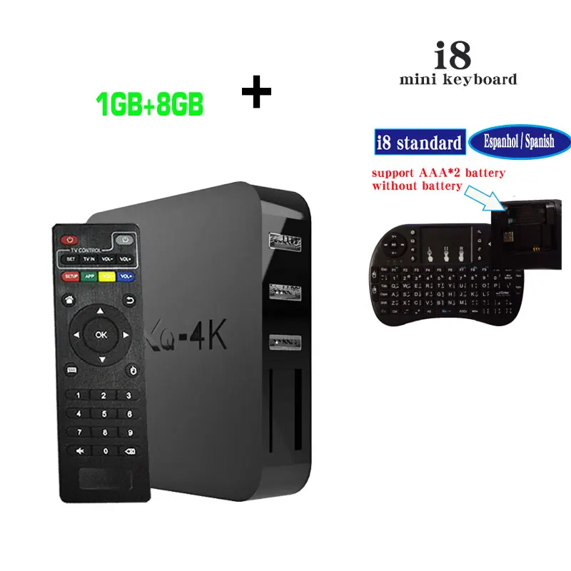 (1G8G) and I8spanish Медиаплеер MXQ4K Android ТВ приставка 7,1 S905W 2 ГБ 16 ГБ 1 ГБ 8 ГБ Смарт четырехъядерный ТВ приставка wifi может подписаться ip-телевидение арабское, Европа Бразилия - Цвет: (1G8G) and I8spanish