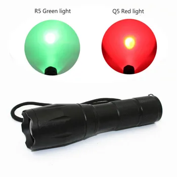 

Portable Led Flashlight Q5 R5 Red Green Bright Lantern 5 Switch Modes Waterproof Torch for Fishing Hunting Use 18650 Battery