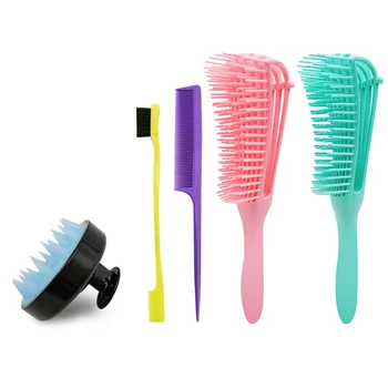 

5pcs Octopus Head Scalp Neck Brush Eyebrow Shampoo Hair Washing Comb Brush Eyebrow Brush Hair Washing Point Tail Comb Set
