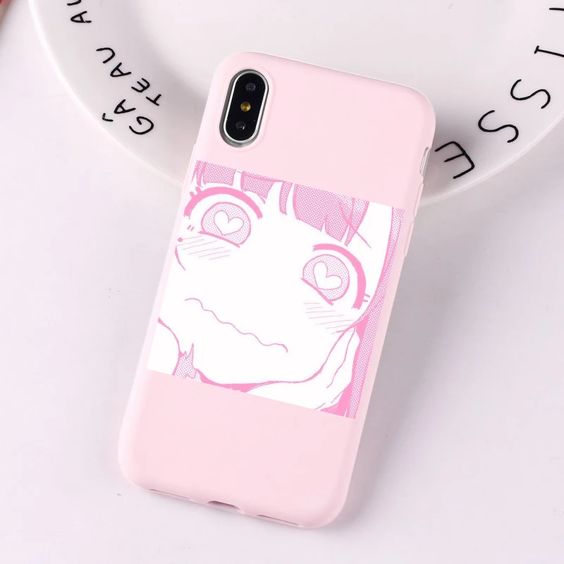 TPU Для iphone 8 ярко-розовый Манга милый японский аниме мультфильм Kawaii Япония Девушка чехол для телефона с рисунком на тему любви для iphone 7 6 plus 6s X XS XR крышка - Цвет: TPU