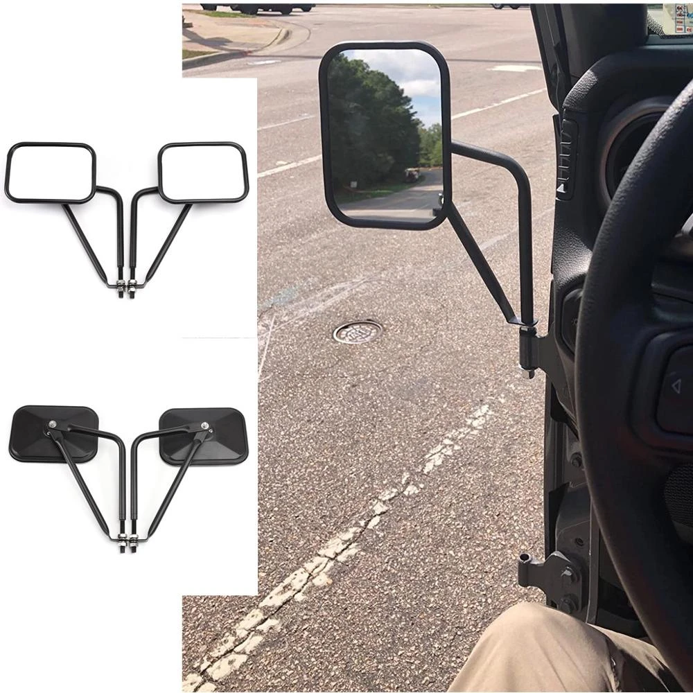 Doors Hinge Mirrors Off Shake-proof Off-road Rectangular Adventure Mirrors  Doorless Side Mirrors For Jeep Wrangler Cj Yj Jk Jl - Mirror & Covers -  AliExpress