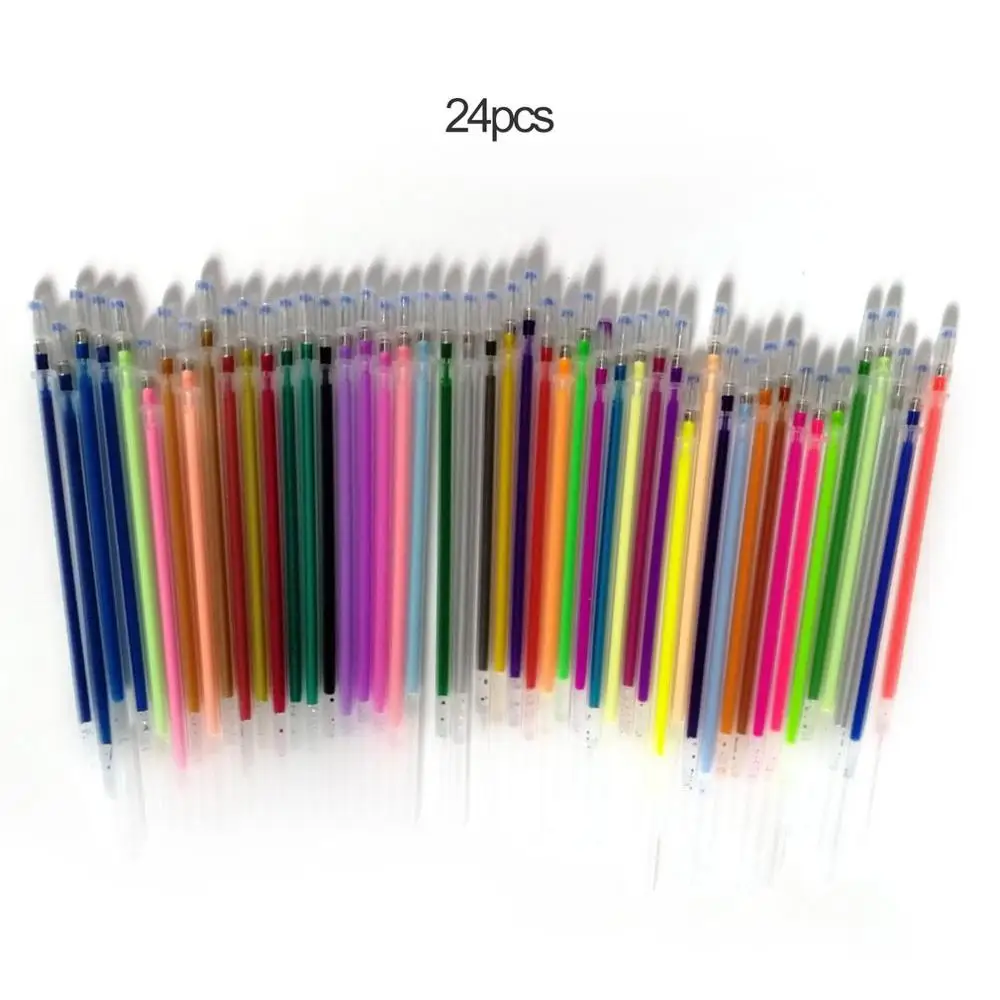 

24 Color Colorful Gel Pen Fluorescent Refills Color Cartridge Flash Pen Smooth Ink Painting Graffiti Pens Student Stationery