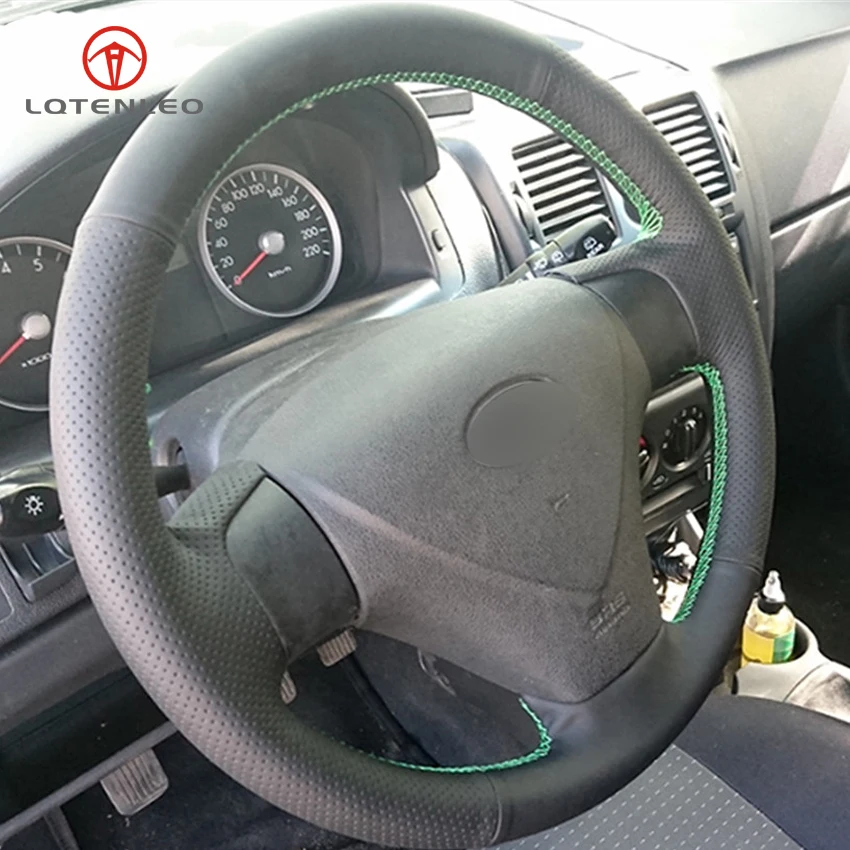 LQTENLEO черный чехол рулевого колеса автомобиля из искусственной кожи для Hyundai Accent
