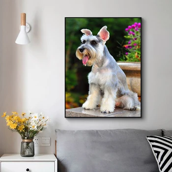 

5d Diy Diamond Painting Schnauzer pet dog Diamond embroidery Cross Stitch kit full drill round square rhinestone decoration