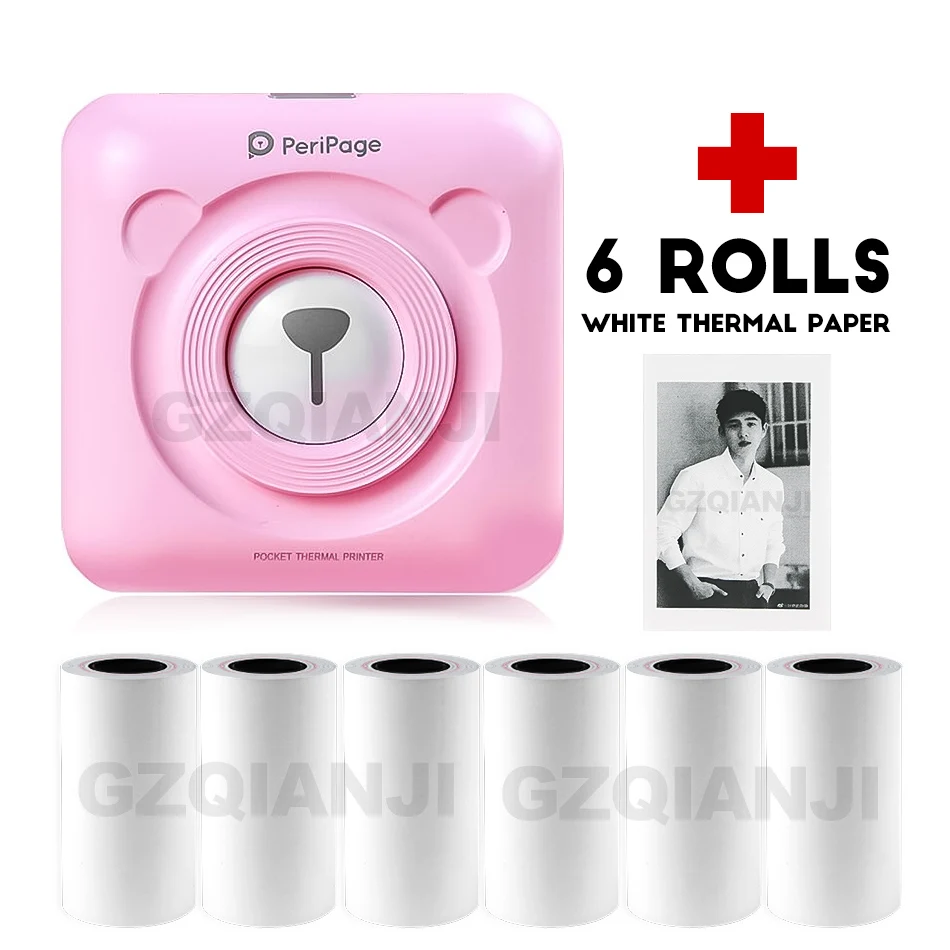 PK-6-ROLLS White 203 точек/дюйм A6 портативный термальный Bluetooth принтер 58 мм мини беспроводной POS Термальный фотопринтер для Android IOS мобильный телефон - Цвет: PK-6-ROLLS White