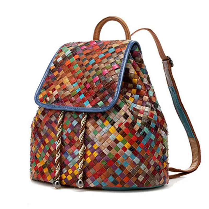 Рюкзак женский кожаный плетеный для путешествий 2020 | Багаж и сумки