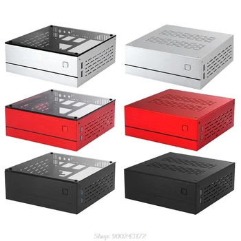 

B01 Mini ITX Computer Case Chassis Aluminum/Glass Briefcase Home Theater Computer Box Desktop PC Enclosure S17 20 Dropship