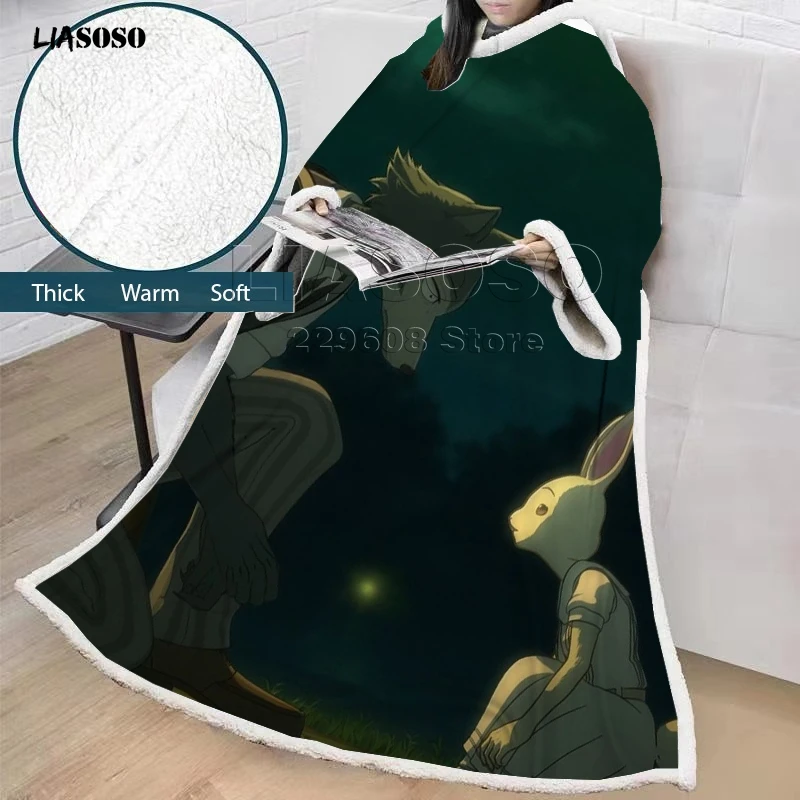 LIASOSO новинка, Лидер продаж, аниме BEASTARS новое зимнее «ленивое» одеяло с рукавами, одеяло для семьи, мягкое теплое одеяло, покрывало, одеяло - Цвет: 3