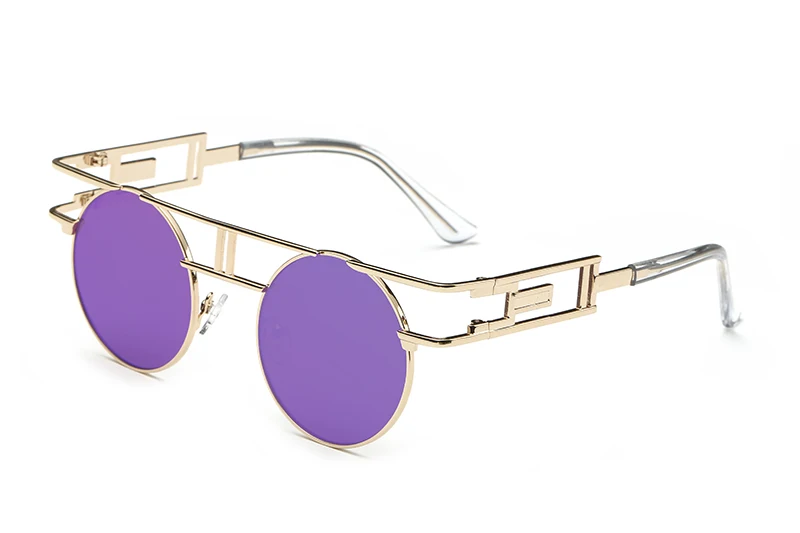 Gold w purple mirror LEIDISEN псевдо-антиквариат для мужчин и женщин готические солнцезащитные очки ретро старинные очки высшего качества UV400 брендовые дизайнерские солнцезащитные очки - Цвет линз: Gold w purple mirror