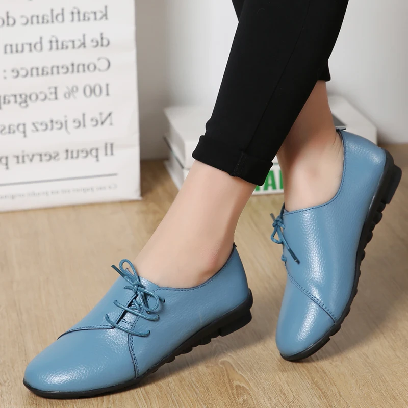 Soft leather flat shoes ladies Clearance