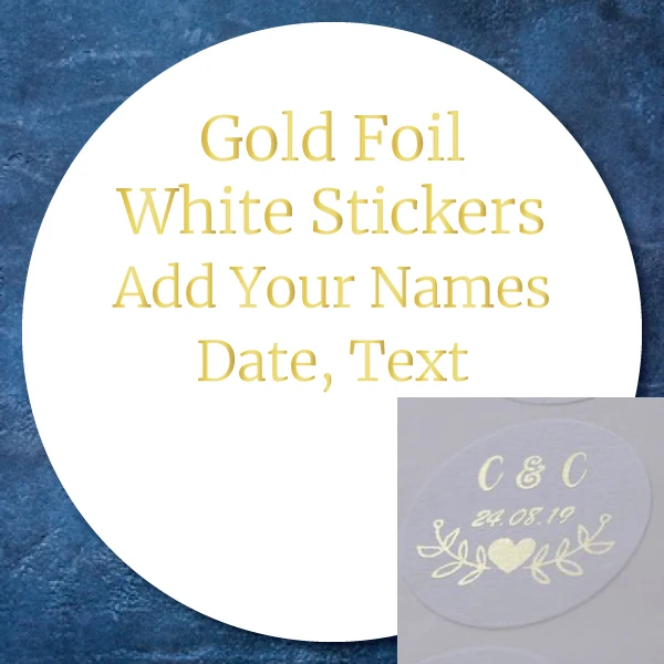 White-Foil 100 шт, персонализированные, свадебные наклейки, сувениры наклейки на ящики, день рождения, логотип, фото, бирки, на заказ, Крафт, прозрачный/прозрачный - Цвет: White-Foil