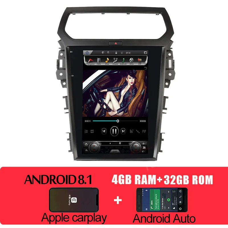 KiriNav Tesla стиль вертикальный экран 12,1 ''Android 8,1 Автомобильный мультимедийный gps навигатор для Ford Explorer DVD Automotivo 2013 - Цвет: android car radio