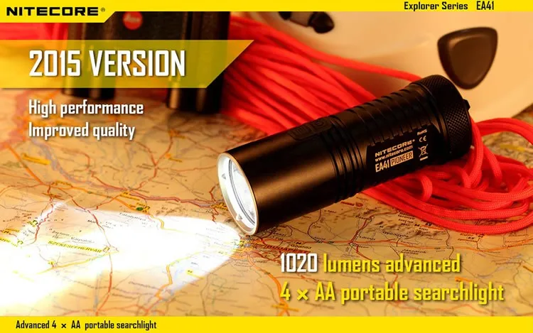 NITECORE EA41 ea41w 1020 люменов XM-L2 U2 светодиодный фонарик 4xAA для кемпинга, походов, спасательных работ, портативный тактический фонарь