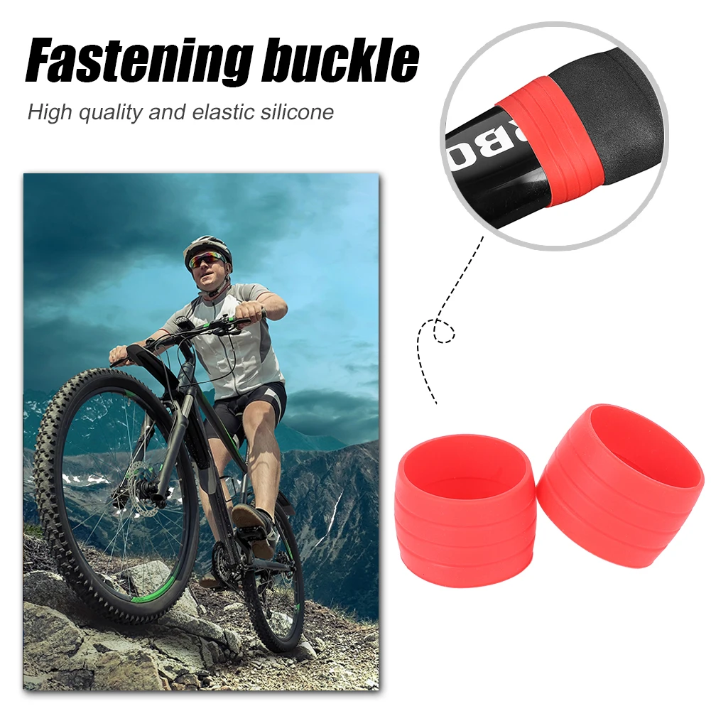 2PCS Bicycle Handlebar Tape Fixing ring Road Bike Handle Grip Wrap Holding Silicone Rings Cycling Fixed Sleeve Collar Bike Parts bike handlebar tape