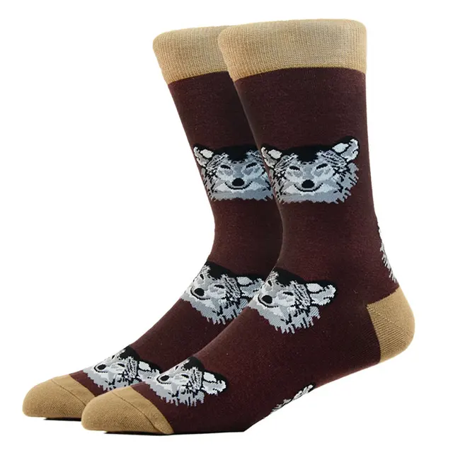 Fashion Men Happy Socks Combed Cotton Cartoon Animals Dog Cat Large Size Casual Women Cute Funny Harajuku Socks Colorful HK11041-4