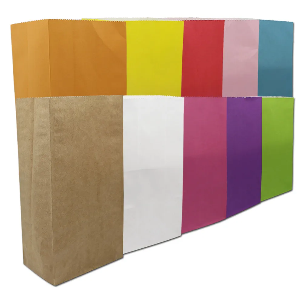 

DHL 400pcs/Lot 18*9*6cm Kraft Paper Gifts Craft Package Bag For Boutiques Snack Baking Food Packing Multi Colors Top Open Pouch