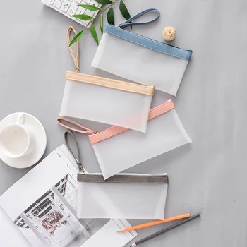 

Korean Stationery Small Fresh Transparent Pencil Bag Simple Jelly Color Matching Student Pencil Box Stationery Pencil Box