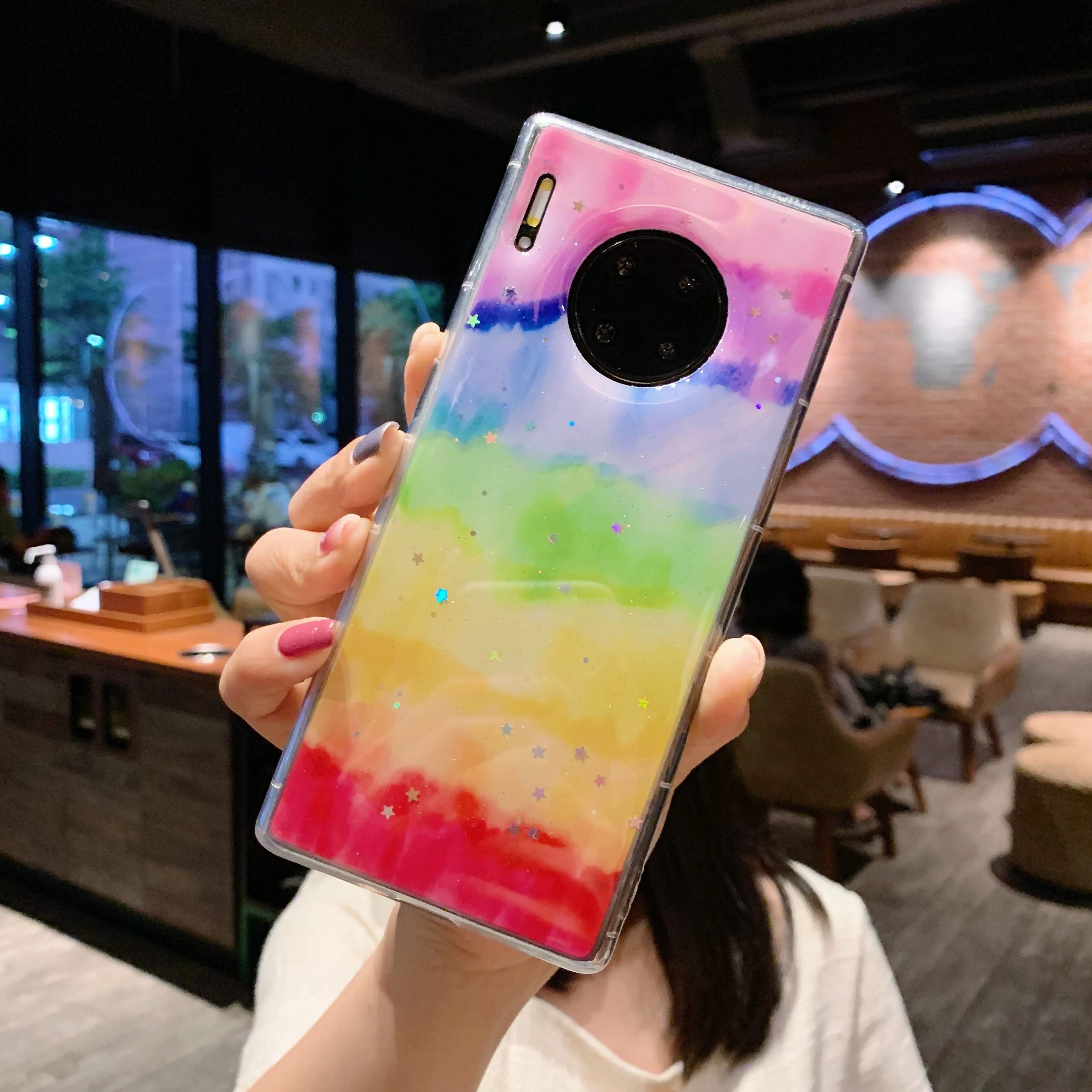 С сияющими блестками Радуга противоударный чехол для телефона VIVO X9 X20 X21 Y93 X23 X27 Y66
