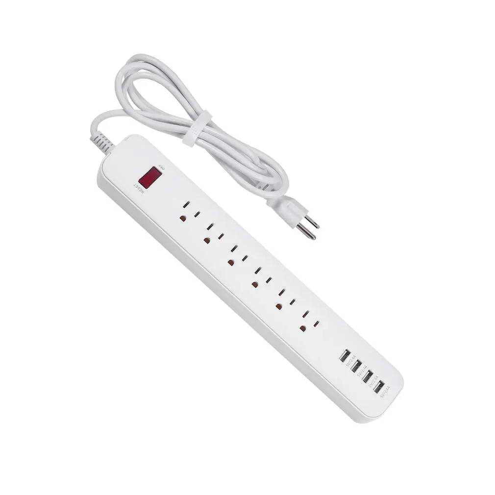Черный и белый компактный и легкий USB блок питания с 6 розетками переменного тока и 4 интеллектуальными 5 В/2,4 А usb зарядными портами YA18WS-6AU4U