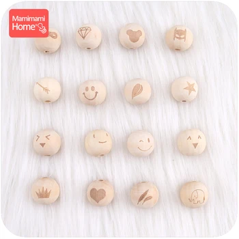 

Mamihome 20pc 20mm Wooden Printing Beads Baby Teether Diy For Nursing Necklace BPA Free Wooden Lank Rodent Children'S Goods Toys