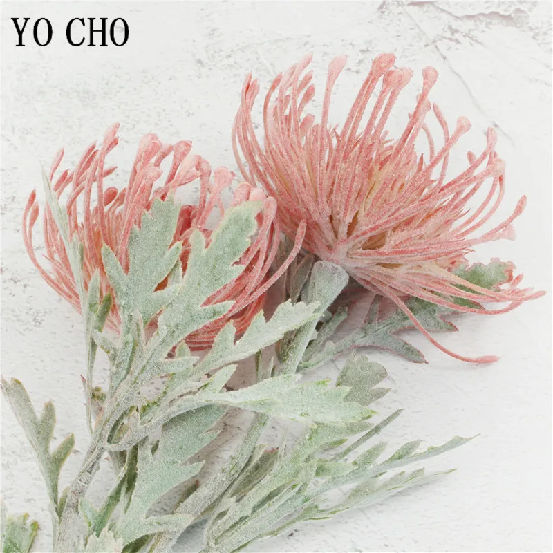 Vibrant Flocked Leucospermum Artificial Flowers