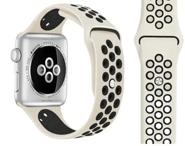 Силиконовая форма для наручных часов Apple Watch серии 1/2/3/4/5 ремешок для наручных часов iwatch, спортивный браслет 38 мм 40 мм 42 44 мм - Цвет ремешка: antiqueblack