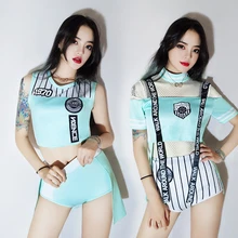 Костюм черлидеров, костюмы для уличных танцев, ночного клуба, Женский певец, хип-хоп, джаз, танцевальный костюм для выступлений, комплект из 2 предметов, DL5081