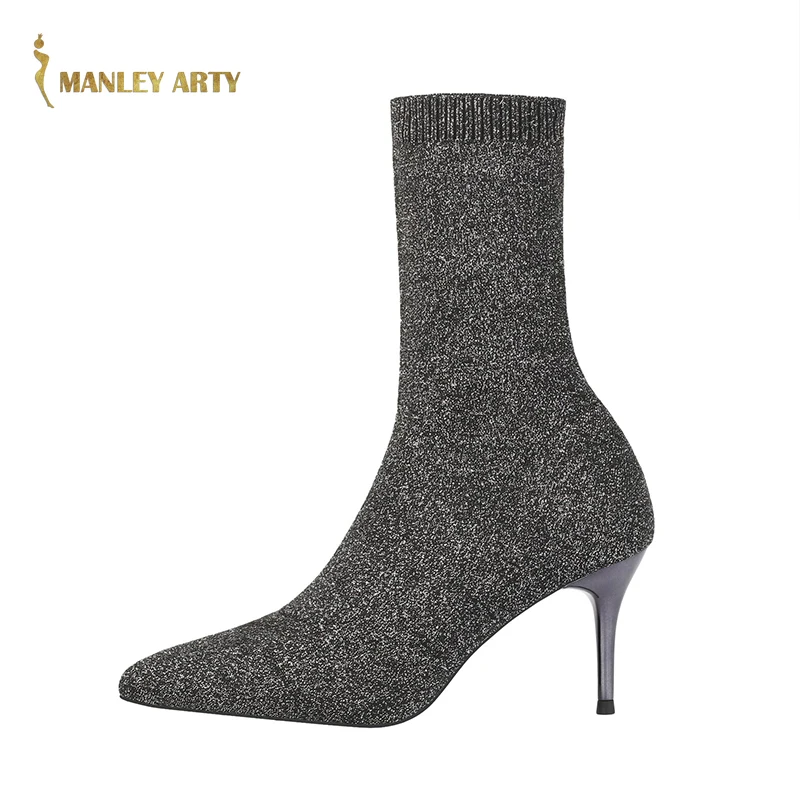 

Autumn Winter Pointed Toe Socks Boots Women New Casual Party Party Knitted Stiletto Fashion All-Match High Heel Boots 2021