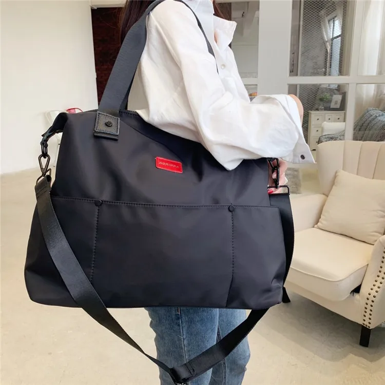

2020 New Style Shoulder Bag Korean-style Nylon with Leather Black And White with Pattern Casual Large Bag Fitness Travel Bag