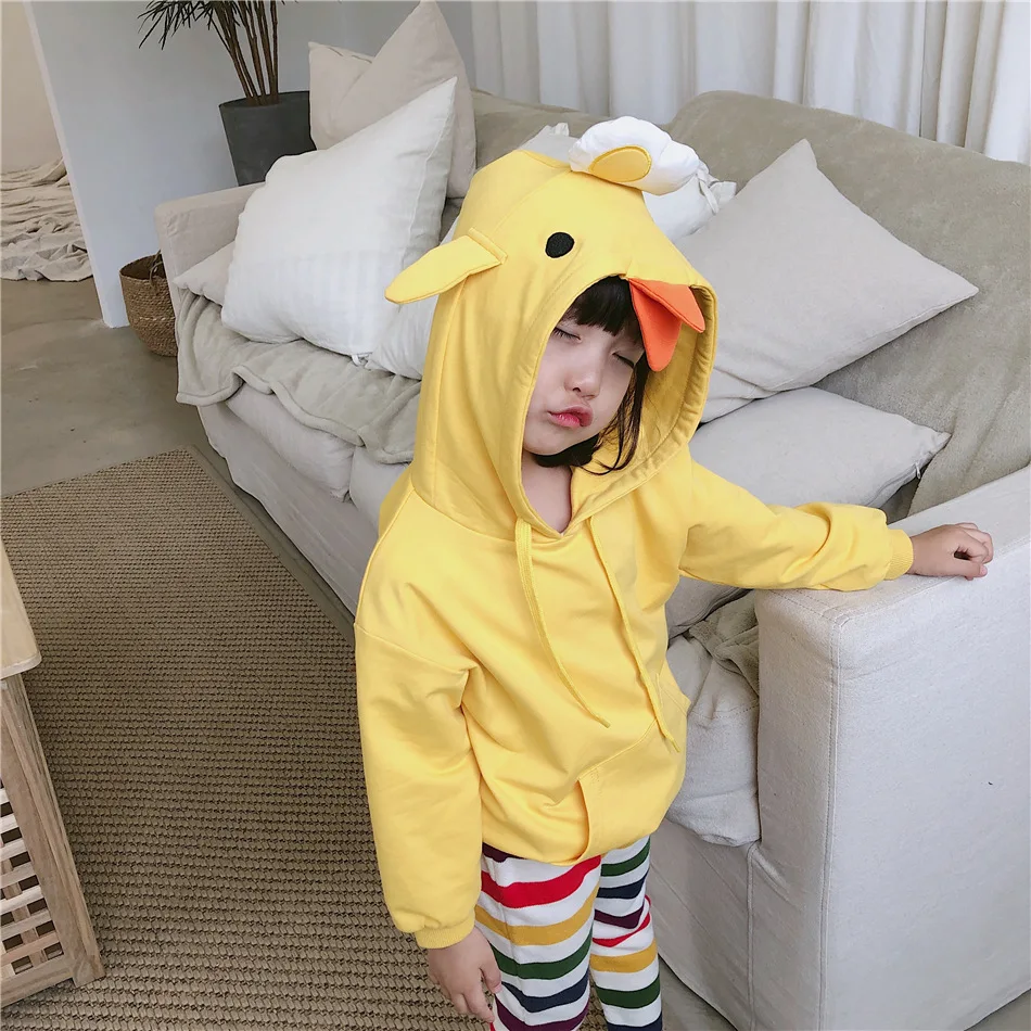Tonytaobaby/новая зимняя одежда для мальчиков и девочек; детская одежда с рисунком цыплят; бархатная толстовка для мальчиков