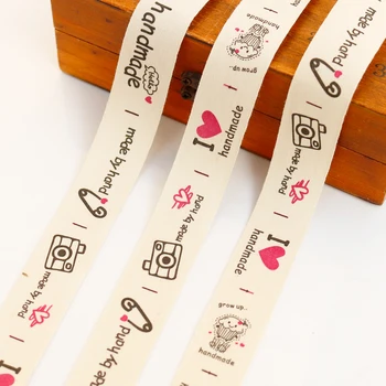 

100meters DIY Sewing Cotton Ribbn Hot Pink Handmade Printed Design Cotton Ribbon Wedding Party Decoration Gift Wrapping Ribbon